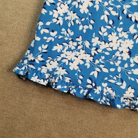NWT Draper James Bright Floral Shift Dress SZ L XL Blue White Flounce Hem (D22) - Picture 11 of 11